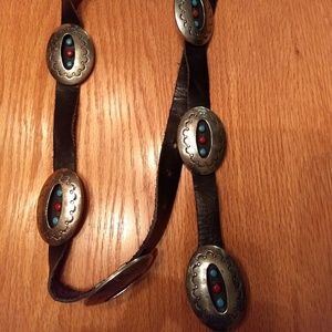 Learher belt, silver buckles